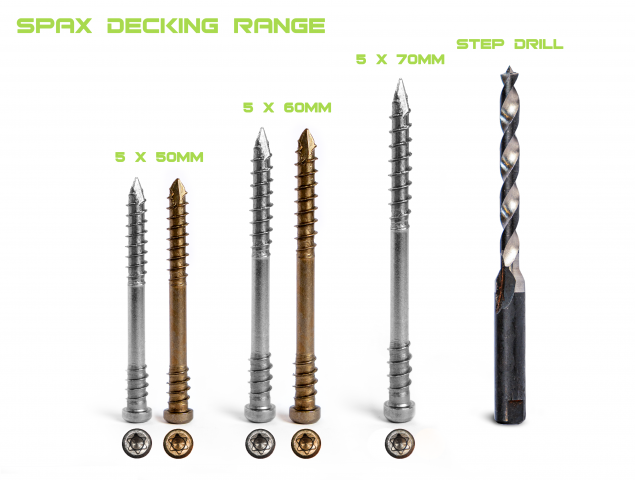 Spax Stainless Antique finish 5.0 x 60mm x 100 box decking screw