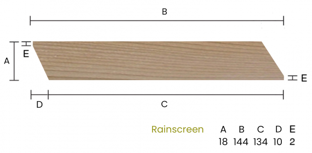 Western Red Cedar 18 x 144mm Rainscreen ST50